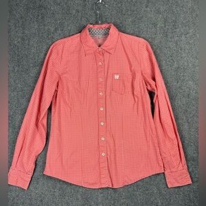 Cinch Western Polka Dot Button Down Shirt Melon Coral Long Sleeve Women’s M